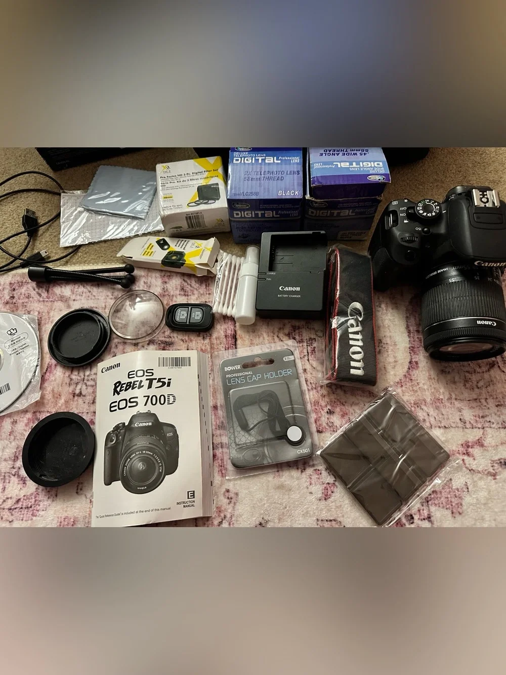 canon eos rebel t5i dslr camera bundle with zoom lense